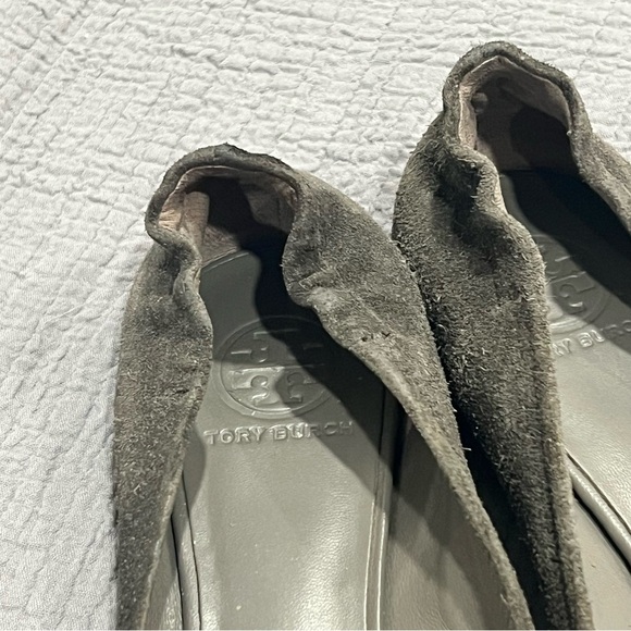 Tory Burch Reva Gray Heron Ballet Flat Suede Sz 8.5 Shoes - Picture 7 of 10